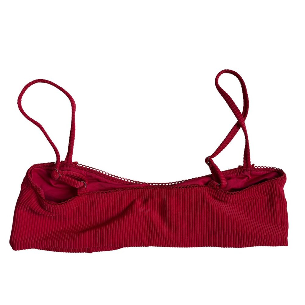 Frankies Bikinis Cleo Ribbed Bralette Bikini Top (Crimson) - Size Large - Picture 6 of 7